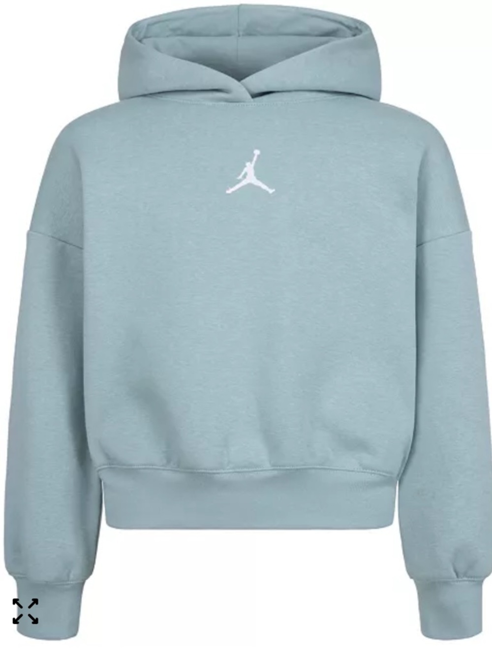 Jordan Big Girls Icon Play Pullover Hoodie White Jumpman size 10 12
